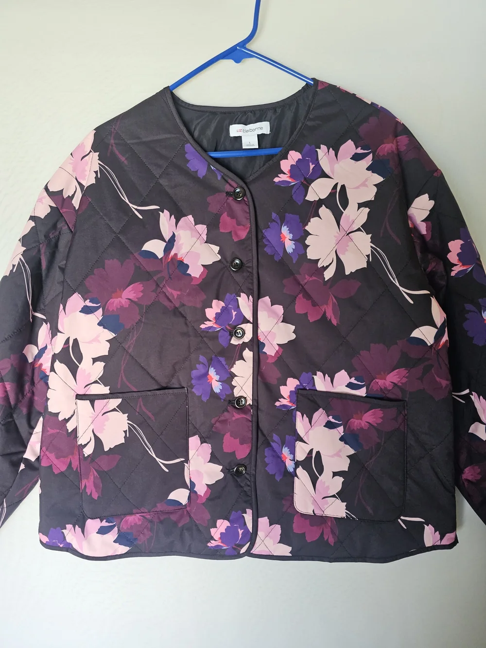 NWT Liz Claiborne Quilted Floral Lightweight Jacket Pockets Size L